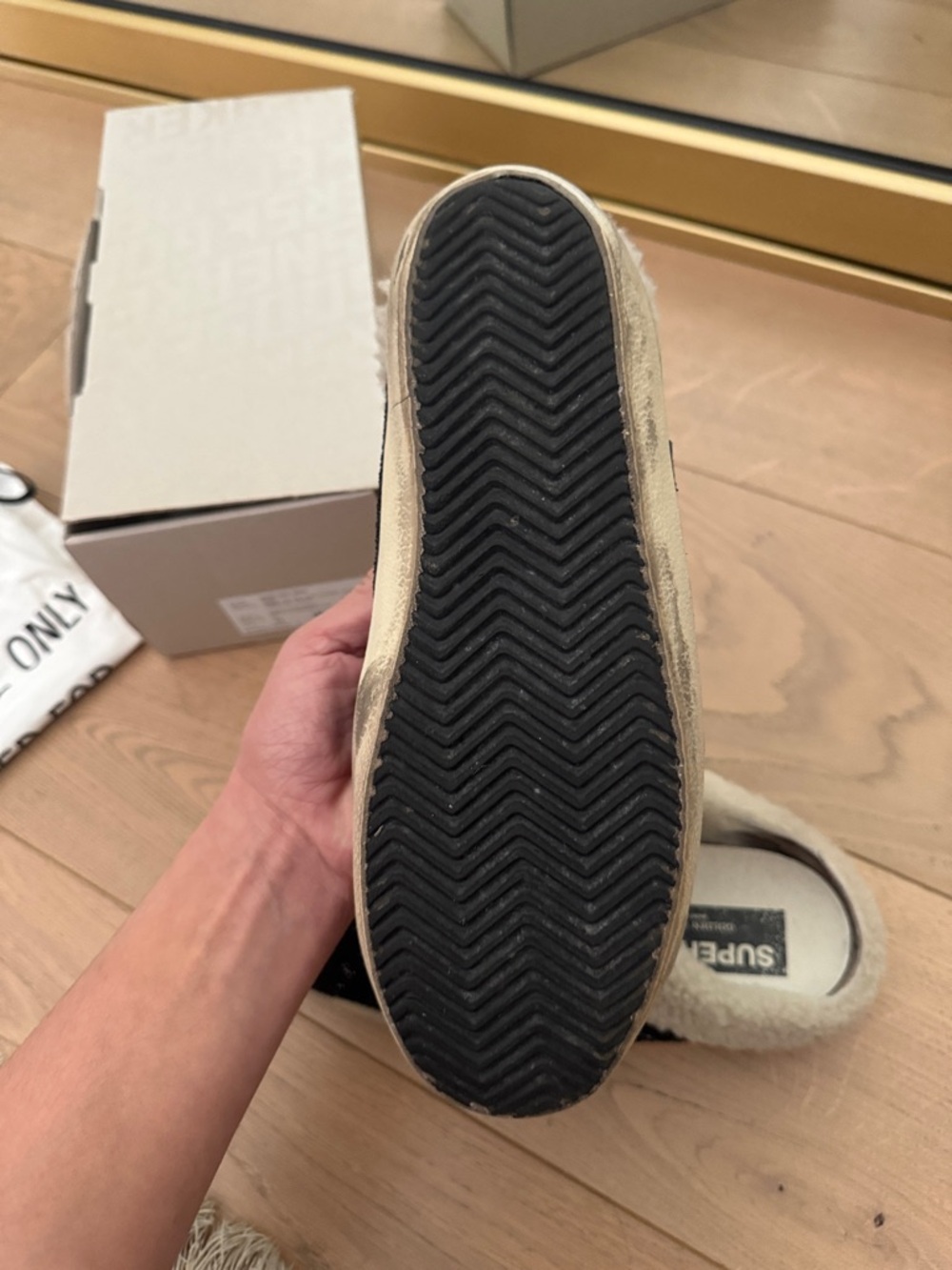 Golden Goose Black Glitter & Gray Suede Star Slip-On Sneakers - Picture 3 of 4